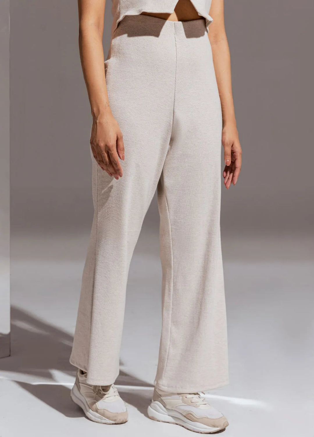 Slay Wear Pret Casual Rib Knit 2 Piece Ivory Co-Ord