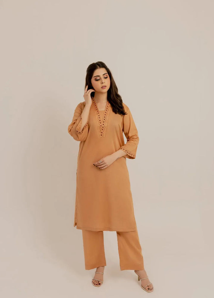 Slay Wear Pret Embroidered Lawn 2 Piece Beige Embroidered dress