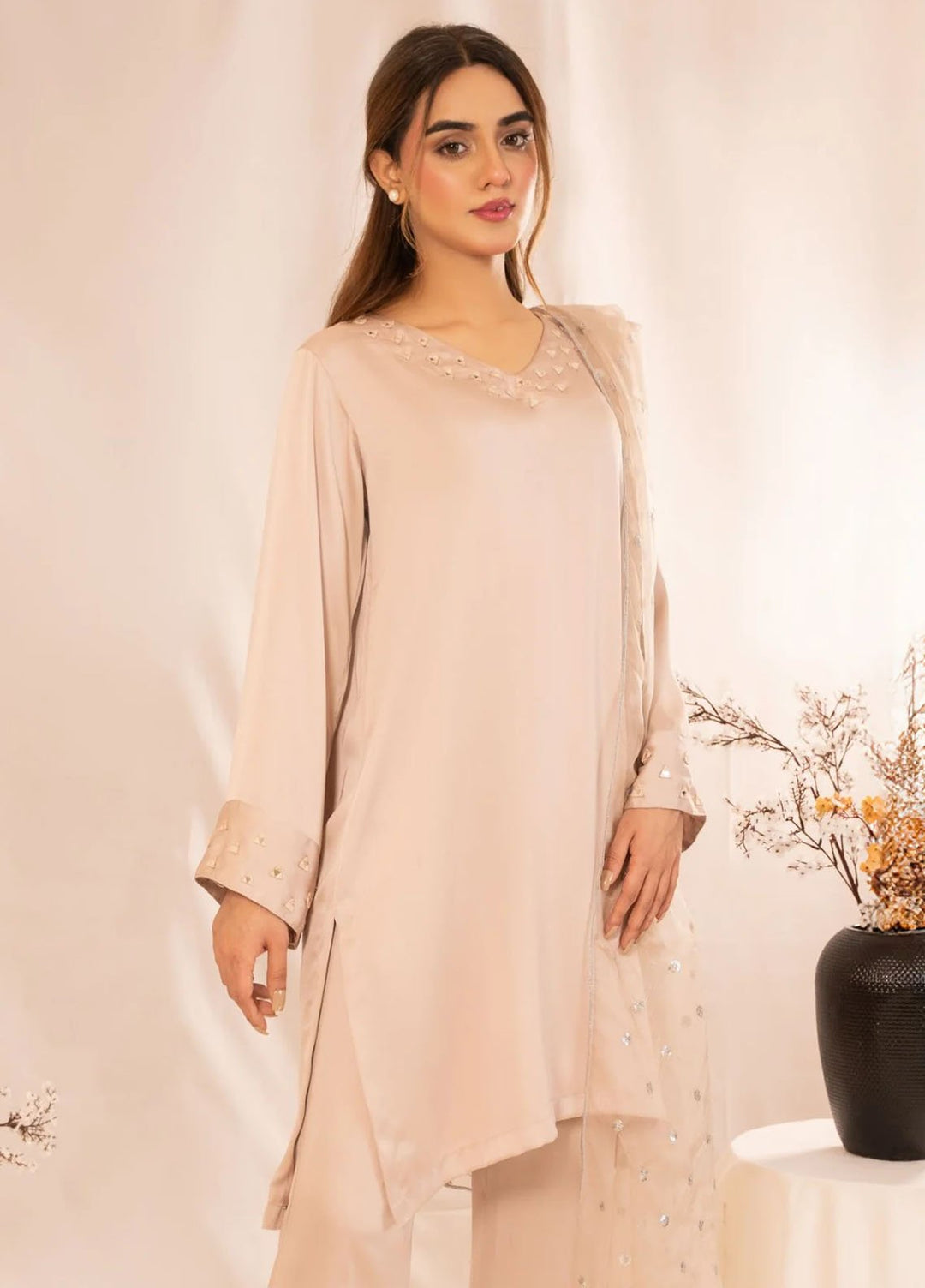 Slay Wear Pret Solid Korean silk 3 Piece Suit Zohra