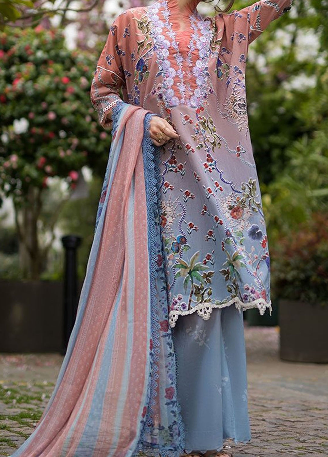 SN Basics by Sobia Nazir Embroidered Lawn Suits Unstitched 3 Piece SN25SB D-2 A - Summer Collection