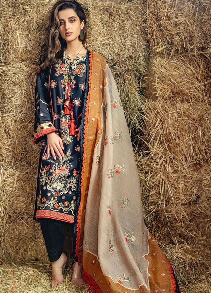 Sobia Nazir Embroidered Cotton Satin Suits Unstitched 3 Piece SN22A 1A - Winter Collection