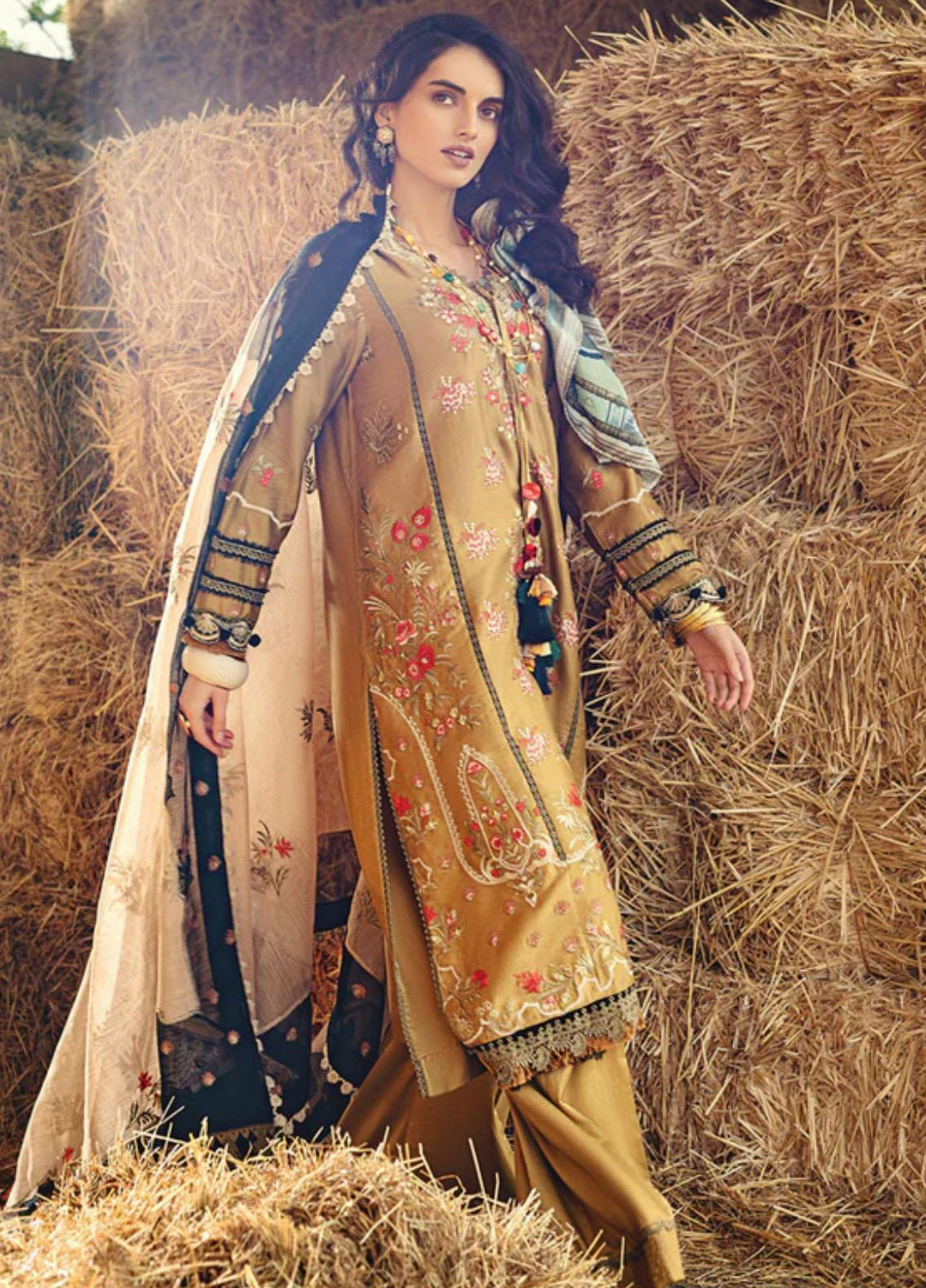 Sobia Nazir Embroidered Cotton Satin Suits Unstitched 3 Piece SN22A 1B - Winter Collection