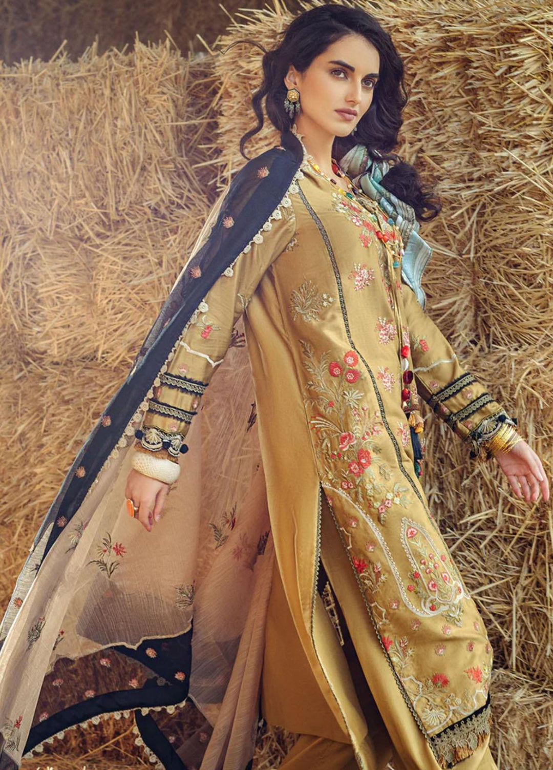 Sobia Nazir Embroidered Cotton Satin Suits Unstitched 3 Piece SN22A 1B - Winter Collection