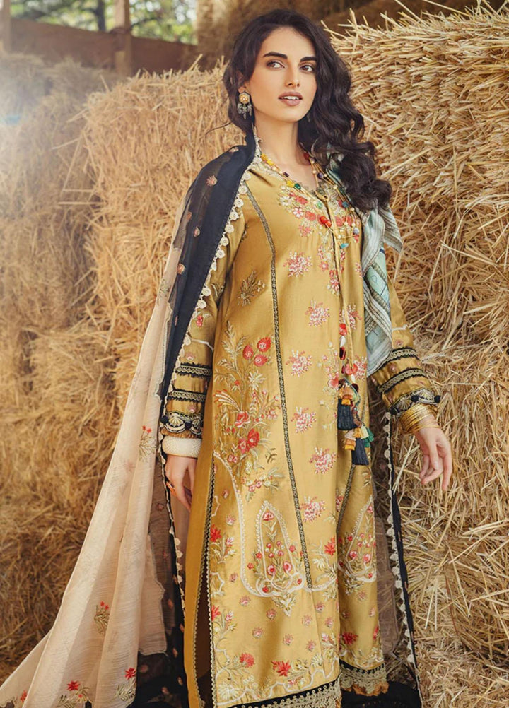 Sobia Nazir Embroidered Cotton Satin Suits Unstitched 3 Piece SN22A 1B - Winter Collection