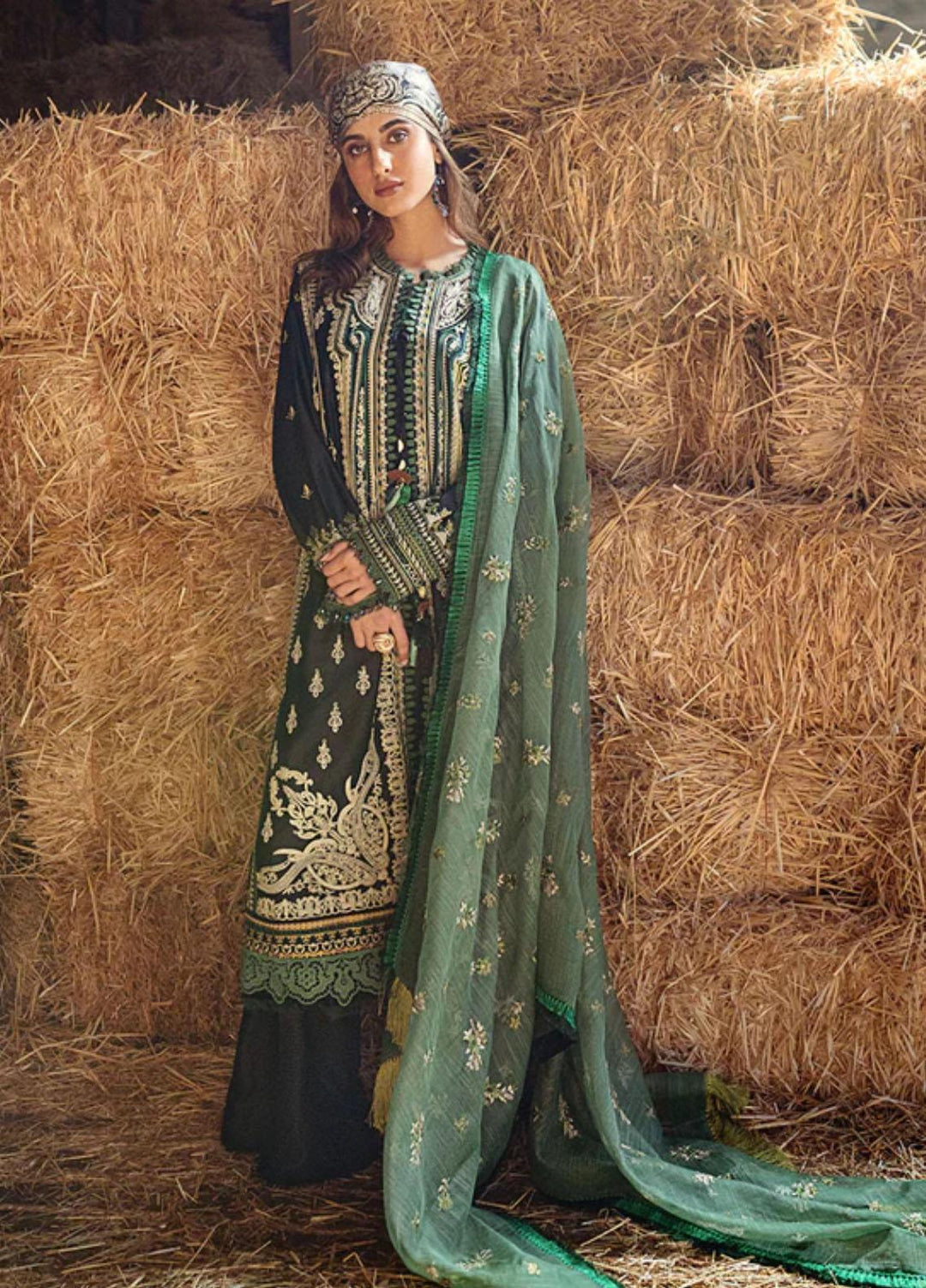 Sobia Nazir Embroidered Cotton Satin Suits Unstitched 3 Piece SN22A 2A - Winter Collection
