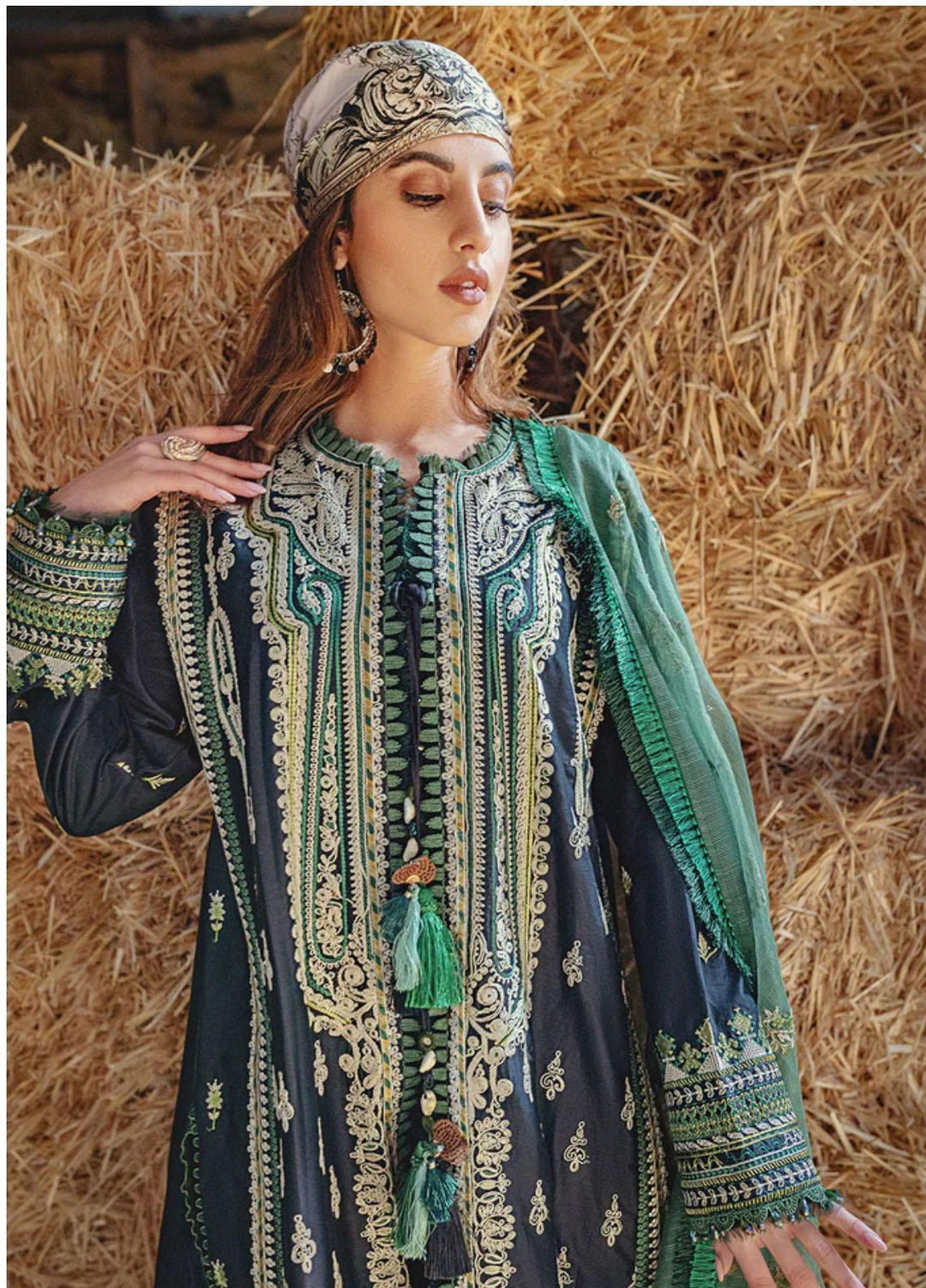 Sobia Nazir Embroidered Cotton Satin Suits Unstitched 3 Piece SN22A 2A - Winter Collection