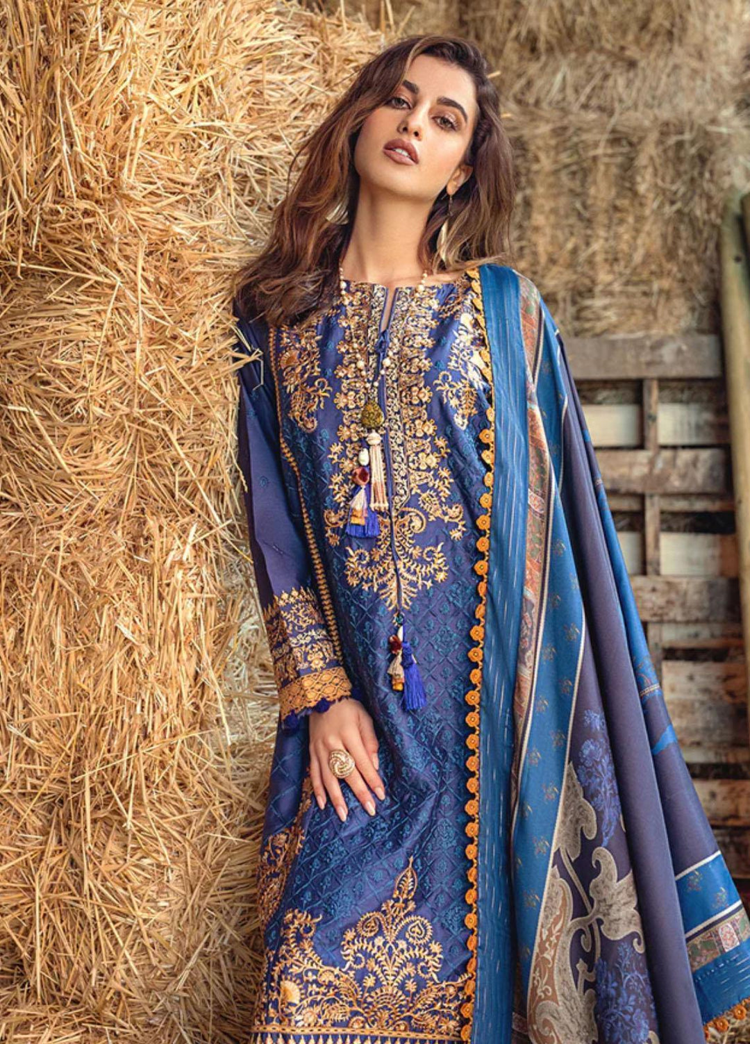 Sobia Nazir Embroidered Cotton Satin Suits Unstitched 3 Piece SN22A 3A - Winter Collection
