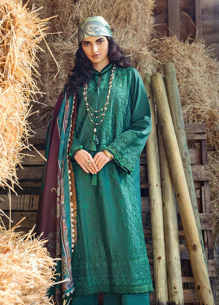 Sobia Nazir Embroidered Cotton Satin Suits Unstitched 3 Piece SN22A 3B - Winter Collection