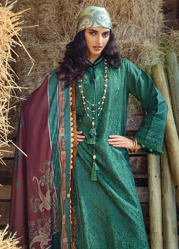 Sobia Nazir Embroidered Cotton Satin Suits Unstitched 3 Piece SN22A 3B - Winter Collection
