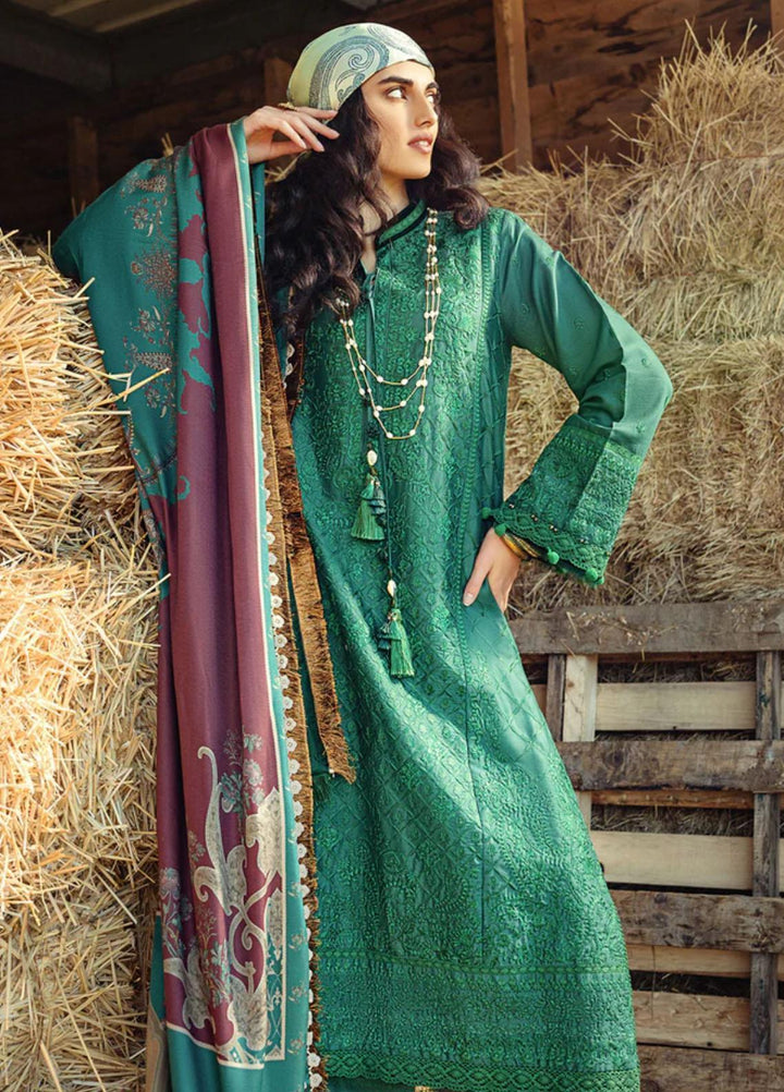 Sobia Nazir Embroidered Cotton Satin Suits Unstitched 3 Piece SN22A 3B - Winter Collection