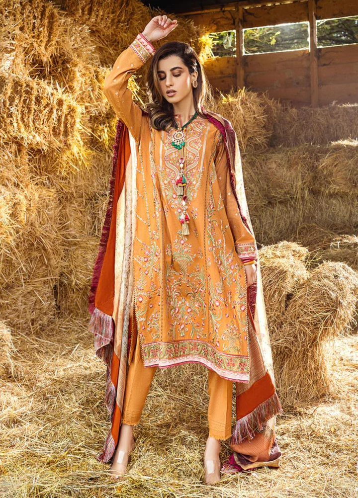 Sobia Nazir Embroidered Cotton Satin Suits Unstitched 3 Piece SN22A 4A - Winter Collection