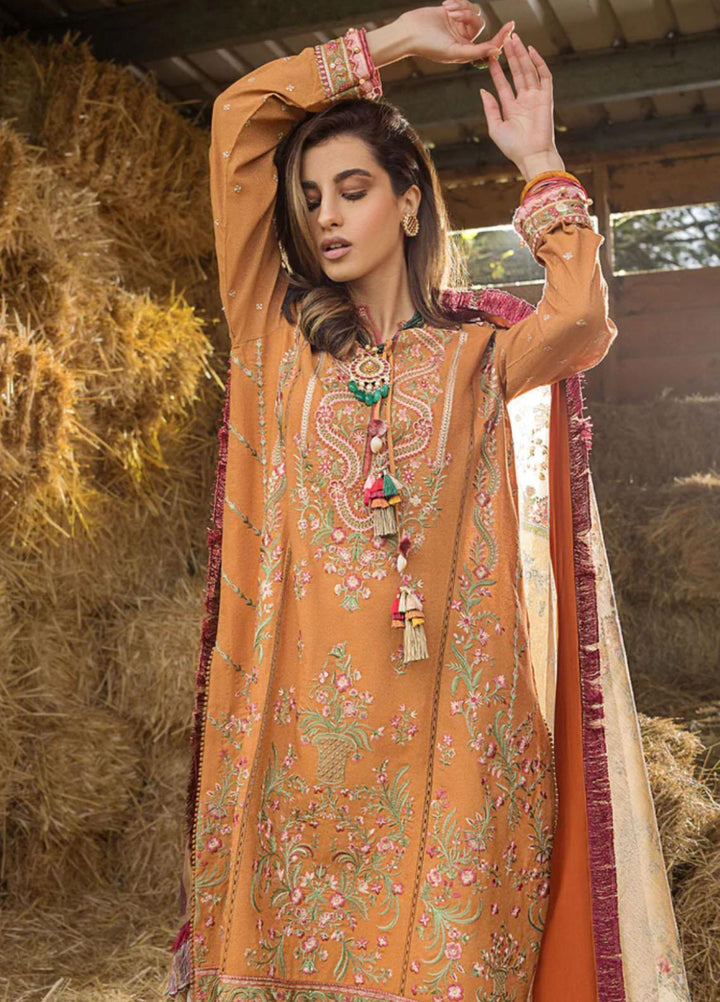 Sobia Nazir Embroidered Cotton Satin Suits Unstitched 3 Piece SN22A 4A - Winter Collection