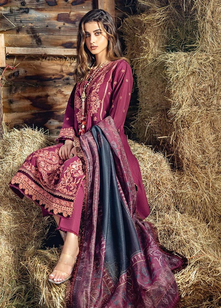 Sobia Nazir Embroidered Slub Suits Unstitched 3 Piece SN22A 7A - Winter Collection