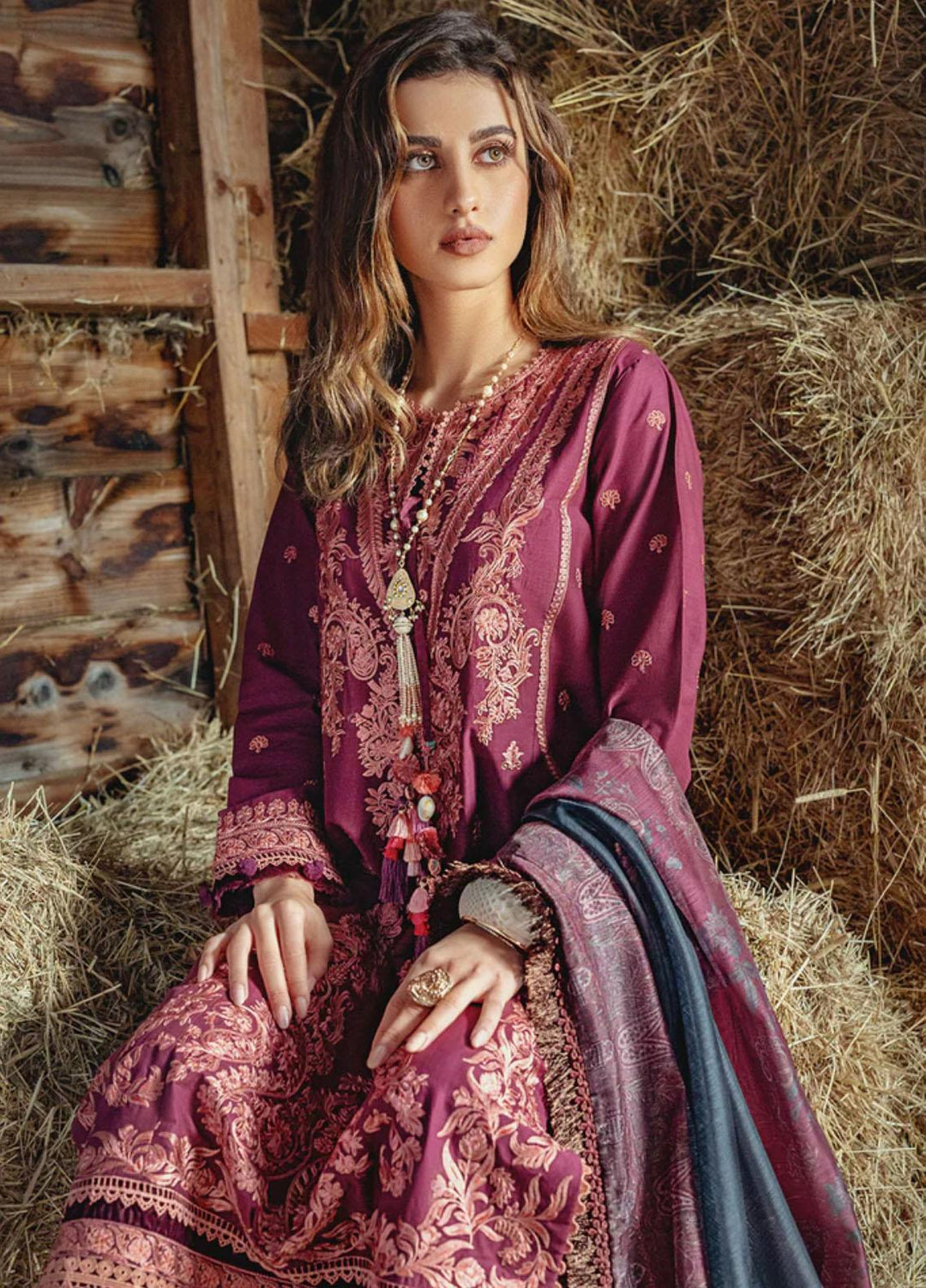 Sobia Nazir Embroidered Slub Suits Unstitched 3 Piece SN22A 7A - Winter Collection