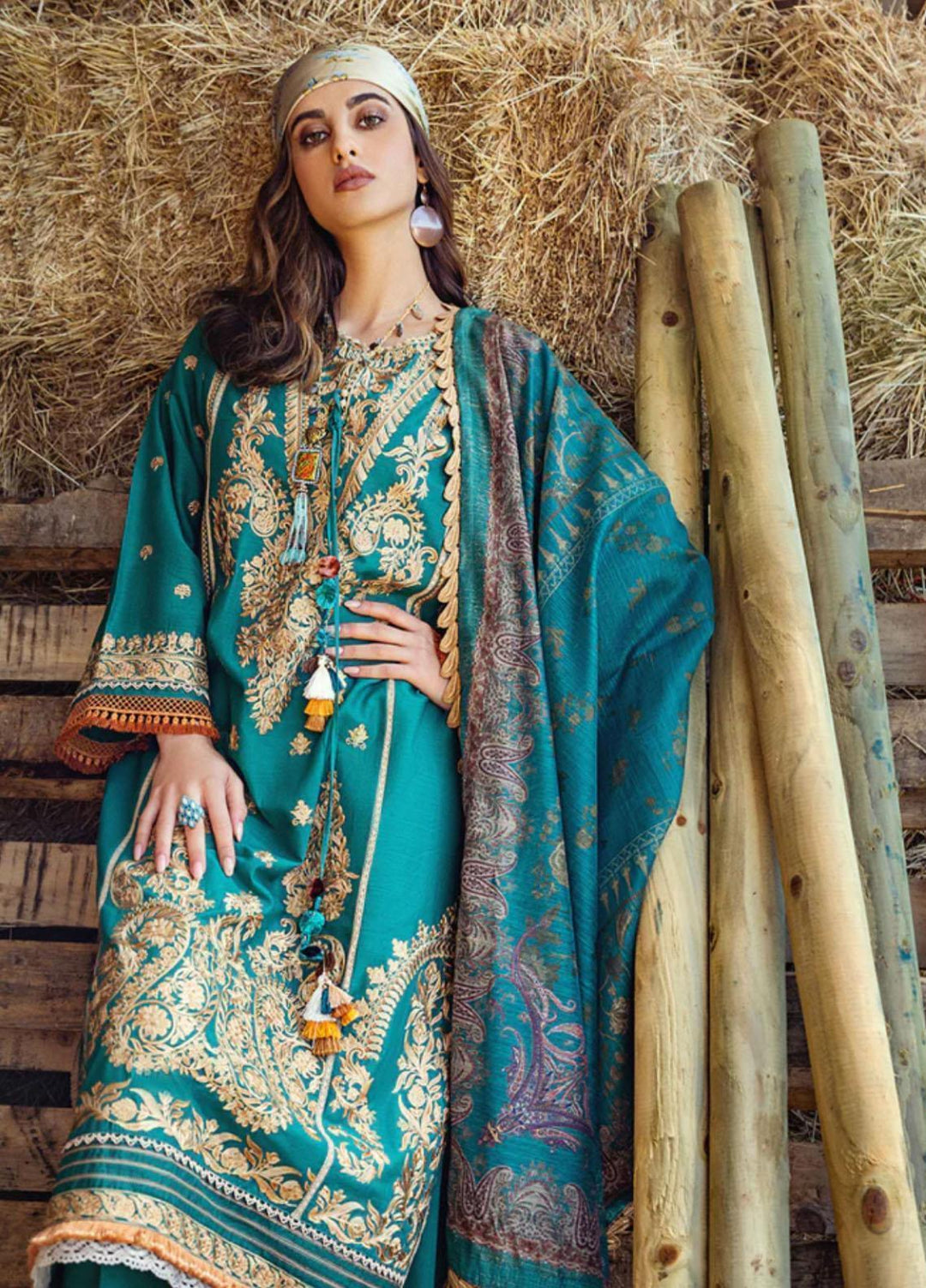 Sobia Nazir Embroidered Slub Suits Unstitched 3 Piece SN22A 7B - Winter Collection