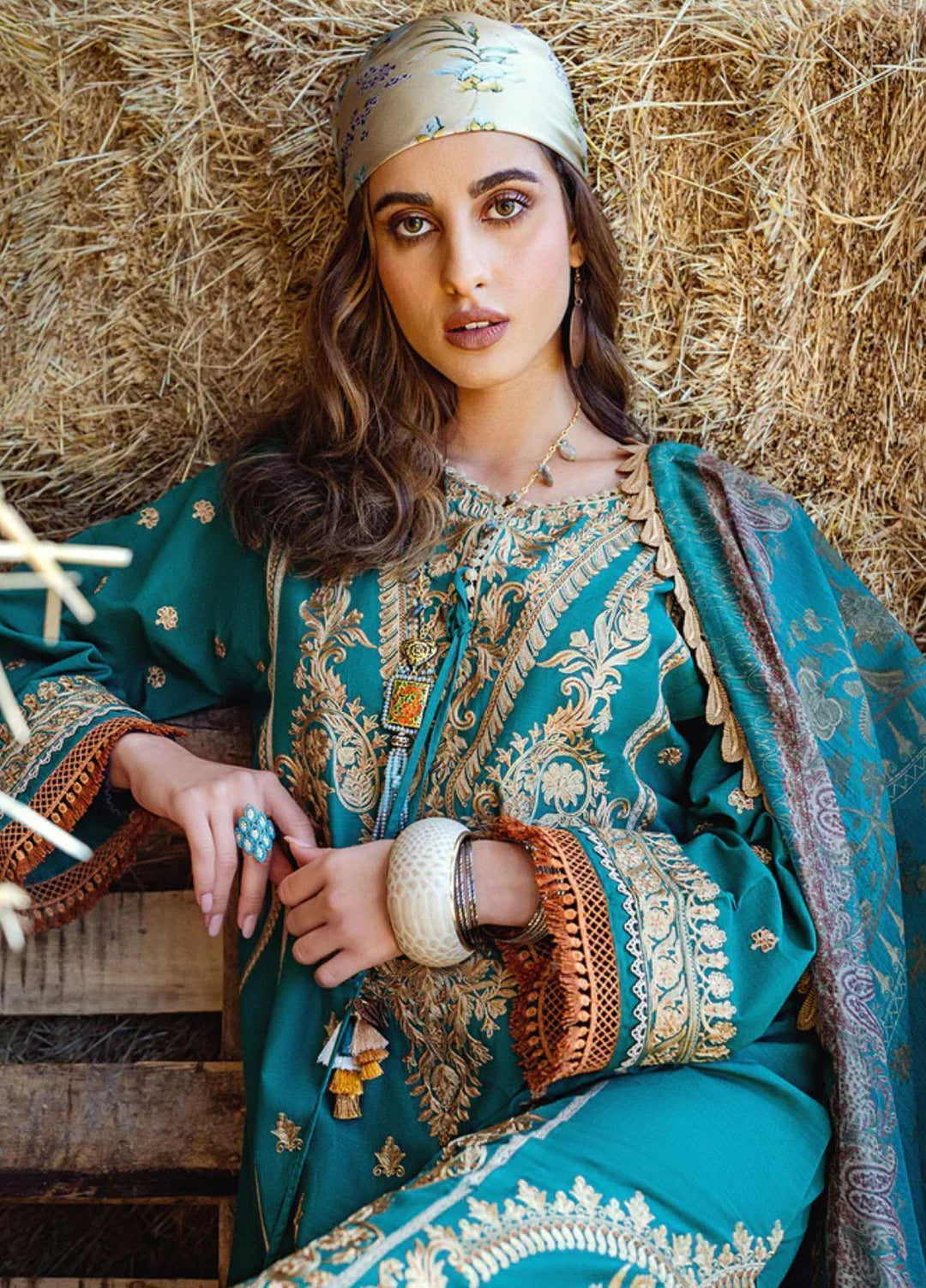 Sobia Nazir Embroidered Slub Suits Unstitched 3 Piece SN22A 7B - Winter Collection