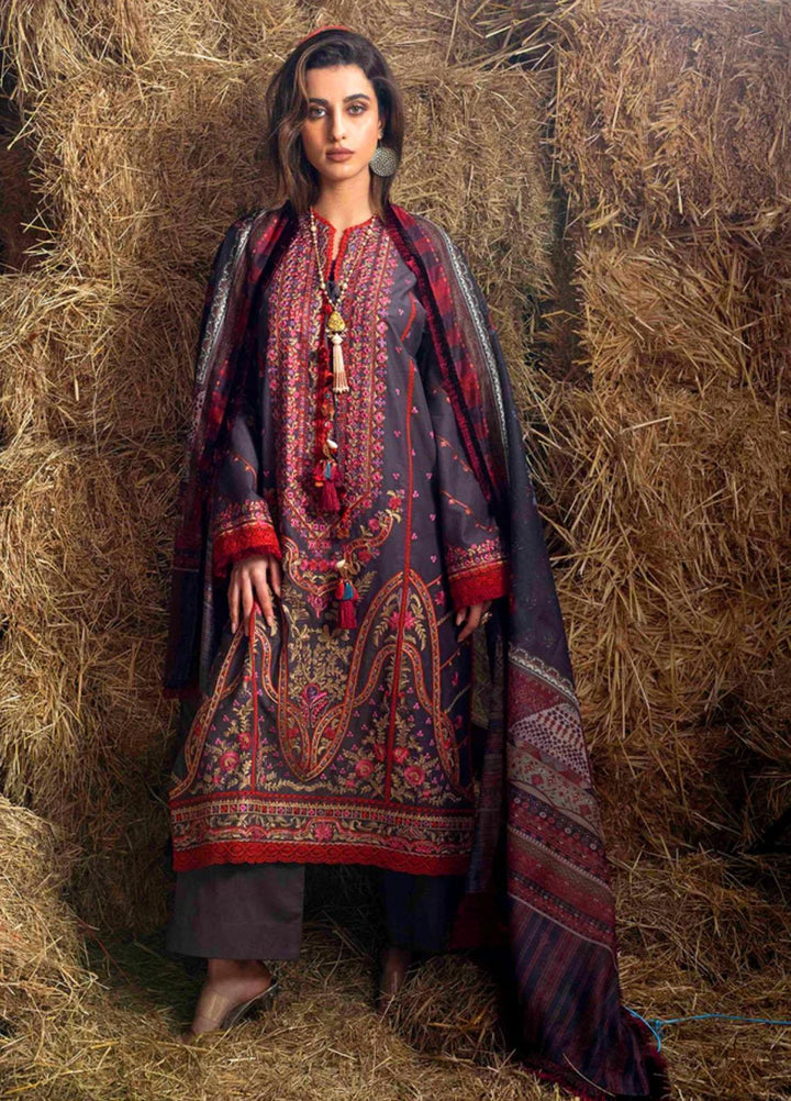 Sobia Nazir Embroidered Slub Suits Unstitched 3 Piece SN22A 8B - Winter Collection