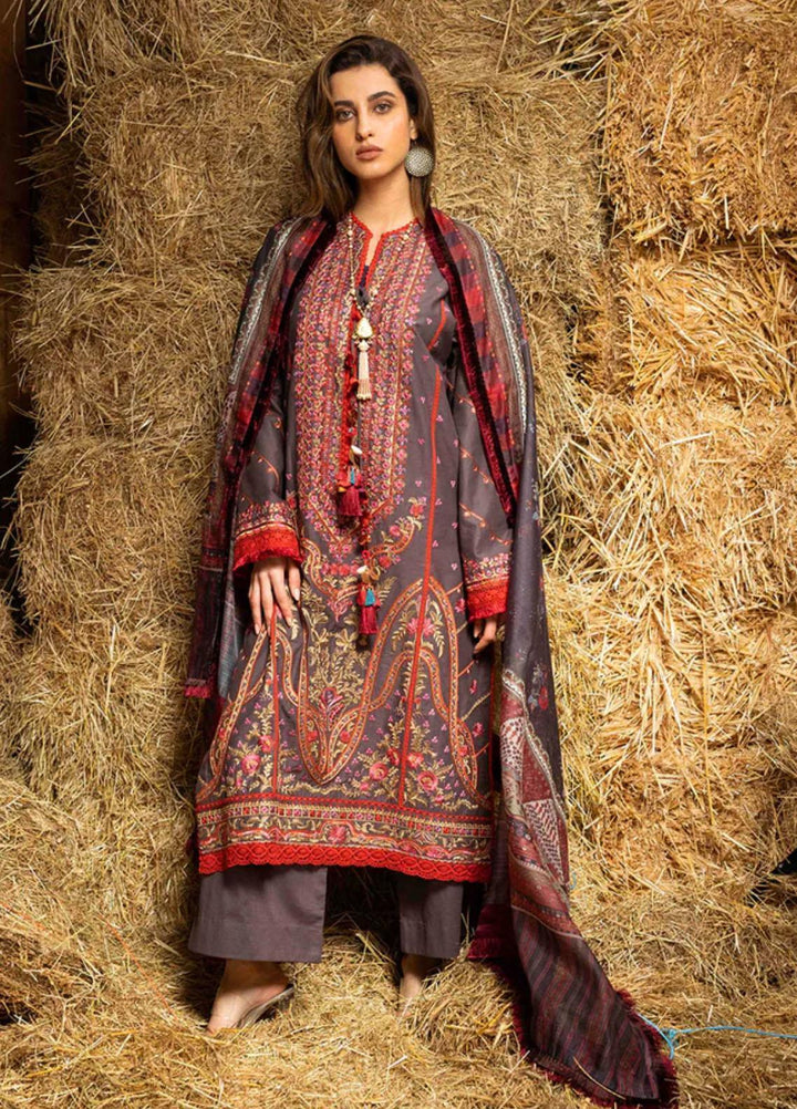 Sobia Nazir Embroidered Slub Suits Unstitched 3 Piece SN22A 8B - Winter Collection