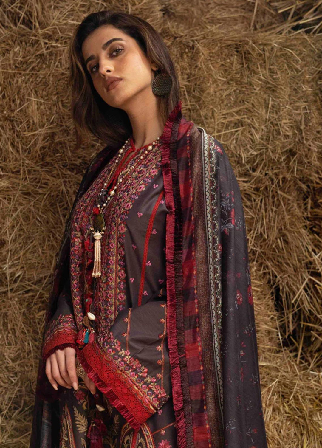 Sobia Nazir Embroidered Slub Suits Unstitched 3 Piece SN22A 8B - Winter Collection