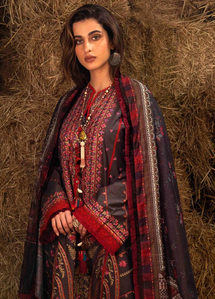 Sobia Nazir Embroidered Slub Suits Unstitched 3 Piece SN22A 8B - Winter Collection