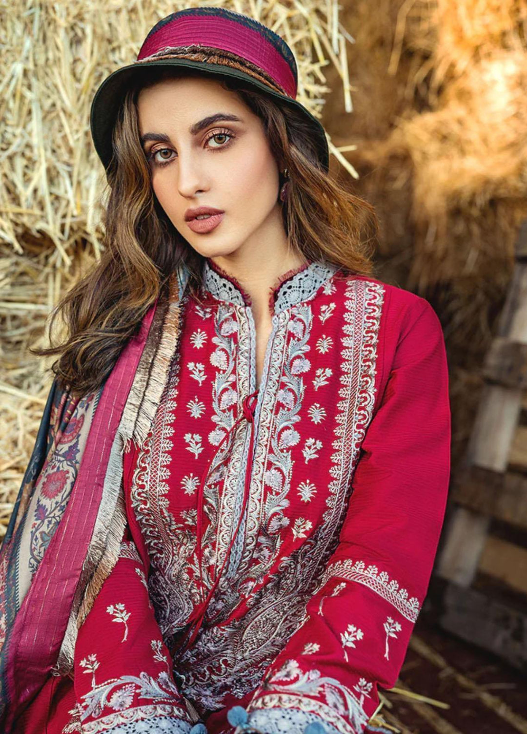 Sobia Nazir Embroidered Slub Suits Unstitched 3 Piece SN22A 9A - Winter Collection
