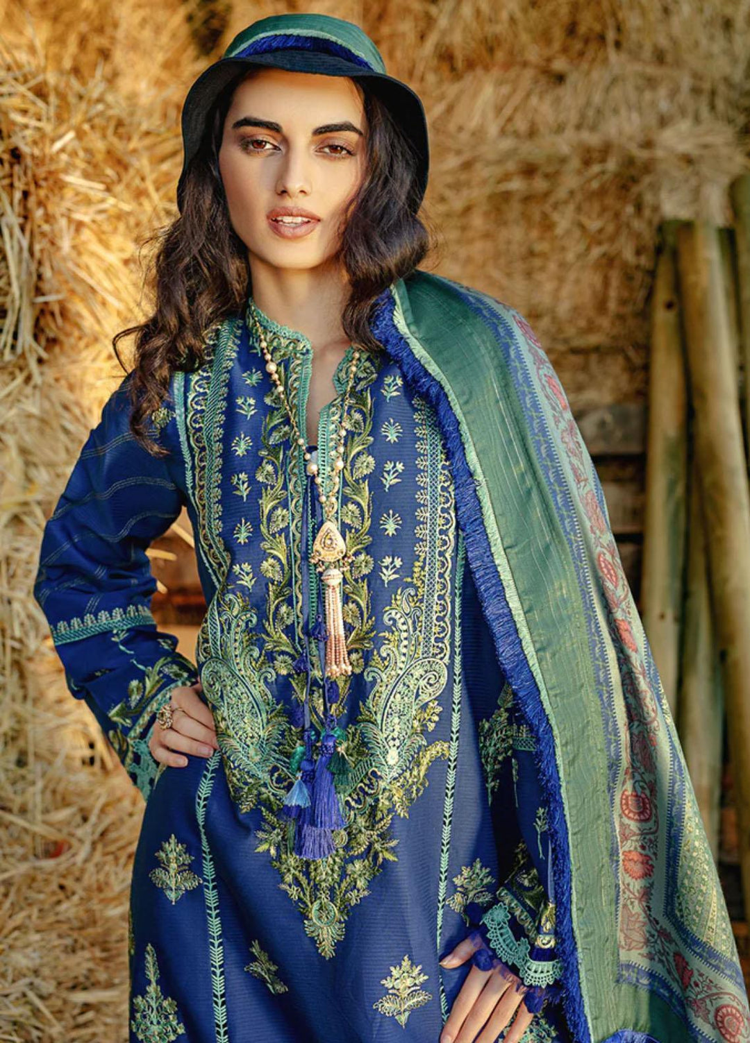 Sobia Nazir Embroidered Slub Suits Unstitched 3 Piece SN22A 9B - Winter Collection