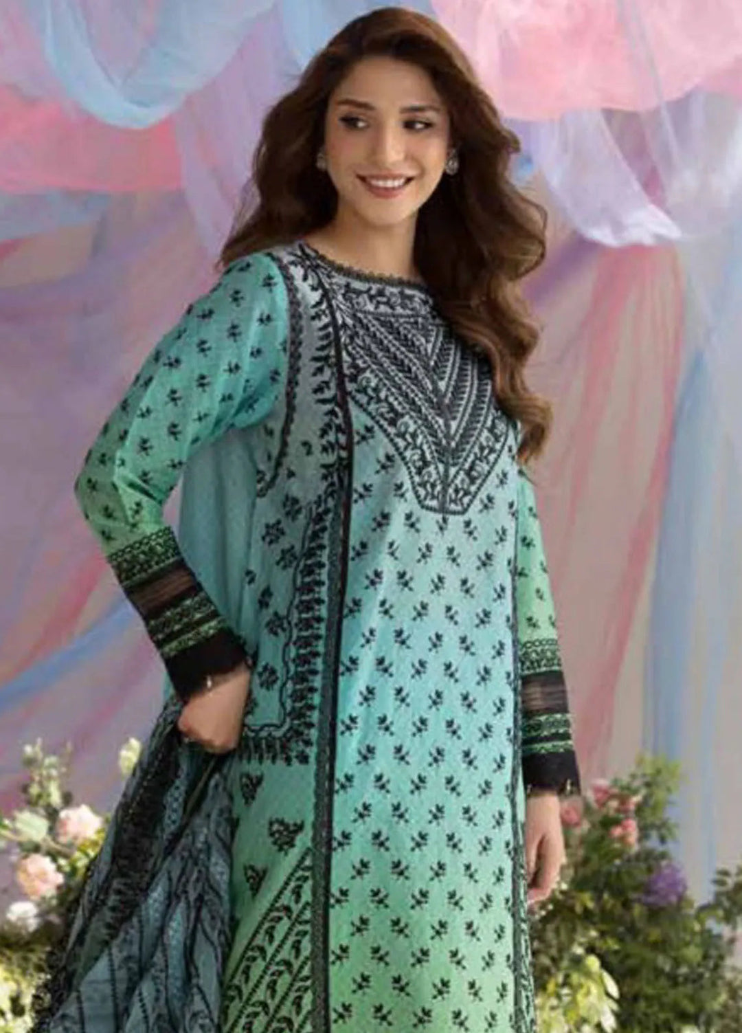 Sobia Nazir Embroidered Lawn Suit Unstitched 3 Piece SN25LL D-12A - Summer Collection