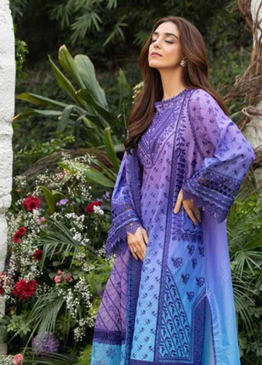 Minor Defect - Sobia Nazir Embroidered Lawn Suit Unstitched 3 Piece SN25LL D-12B - Summer Collection