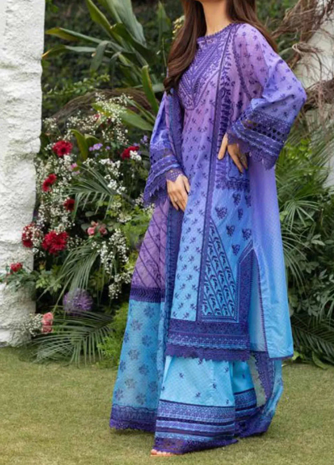 Sobia Nazir Embroidered Lawn Suit Unstitched 3 Piece SN25LL D-12B - Summer Collection