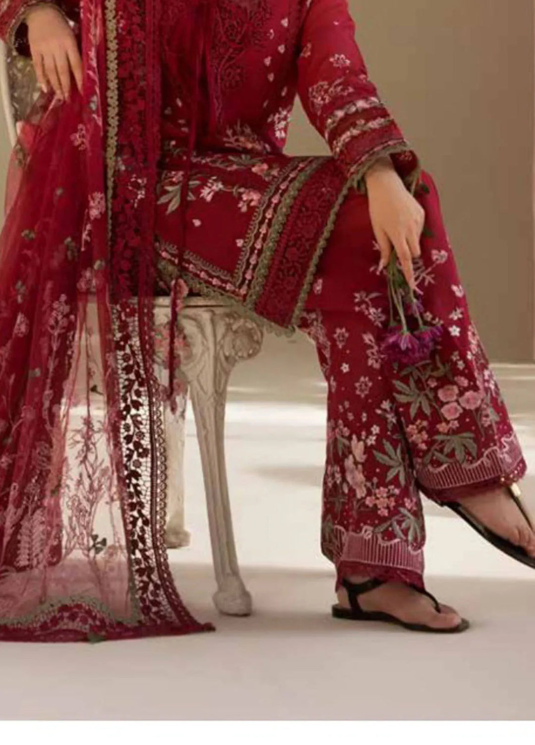 Sobia Nazir Embroidered Lawn Suit Unstitched 3 Piece SN25LL D-14A - Summer Collection