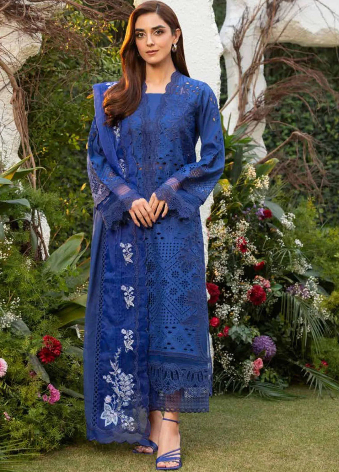 Minor Defect - Sobia Nazir Embroidered Lawn Suit Unstitched 3 Piece SN25LL D-1B - Summer Collection