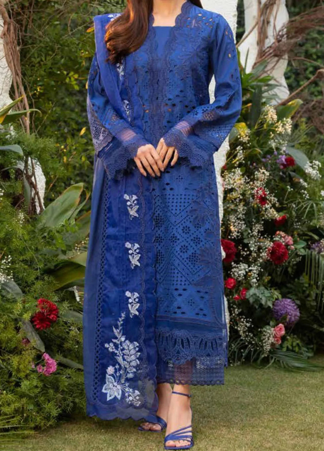 Minor Defect - Sobia Nazir Embroidered Lawn Suit Unstitched 3 Piece SN25LL D-1B - Summer Collection