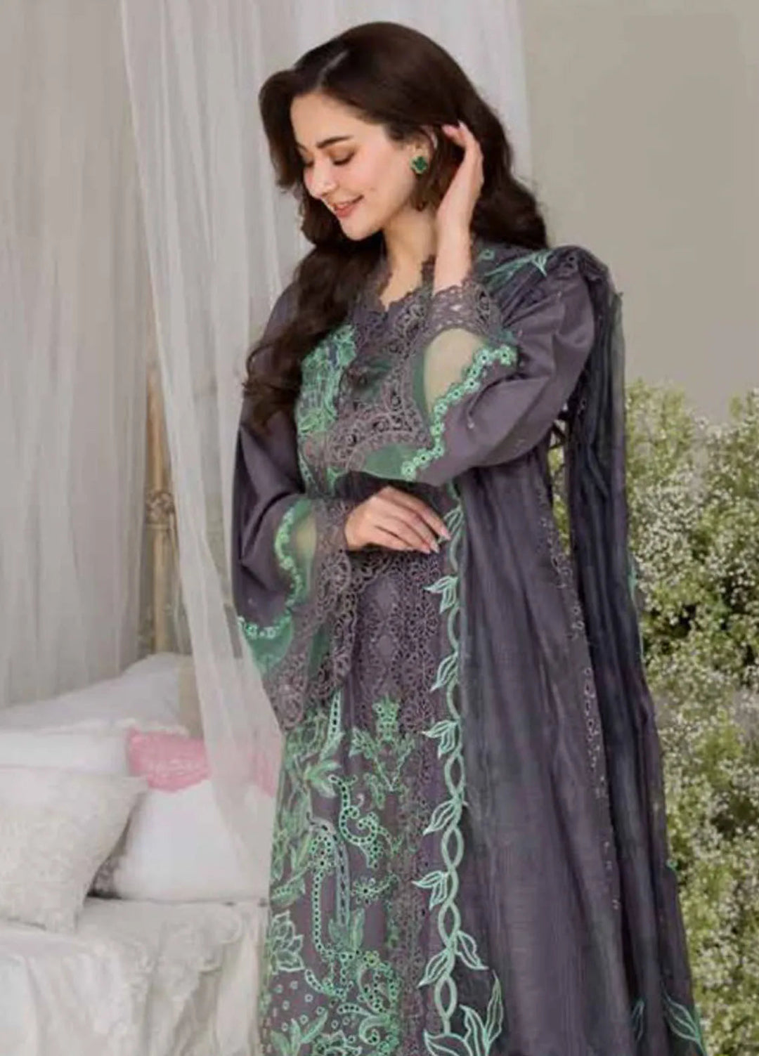 Sobia Nazir Embroidered Lawn Suit Unstitched 3 Piece SN25LL D-3B - Summer Collection