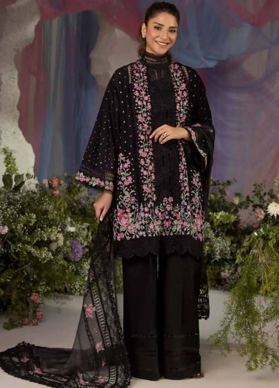 Sobia Nazir Embroidered Lawn Suit Unstitched 3 Piece SN25LL D-4B - Summer Collection