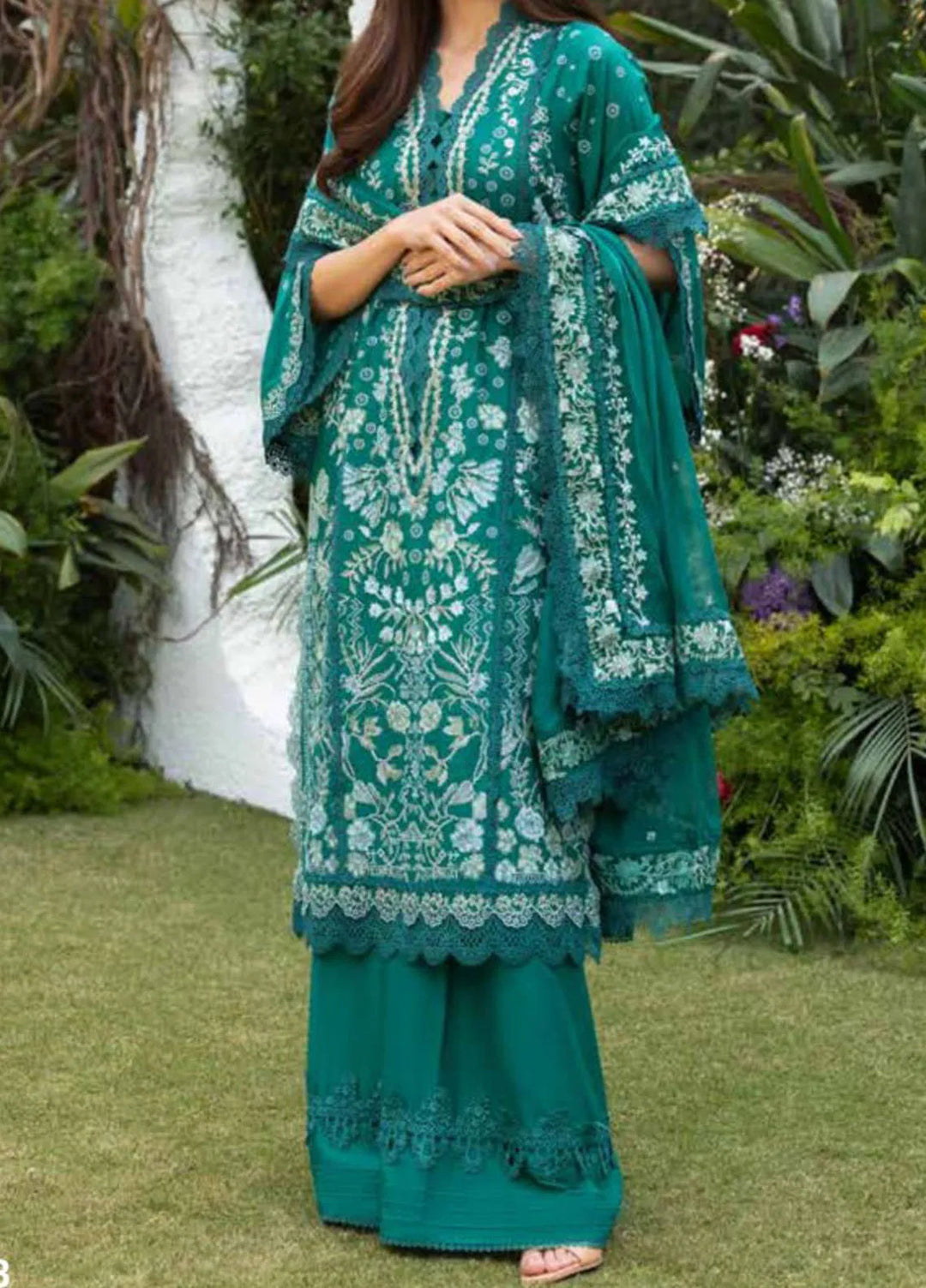 Sobia Nazir Embroidered Lawn Suit Unstitched 3 Piece SN25LL D-8B - Summer Collection