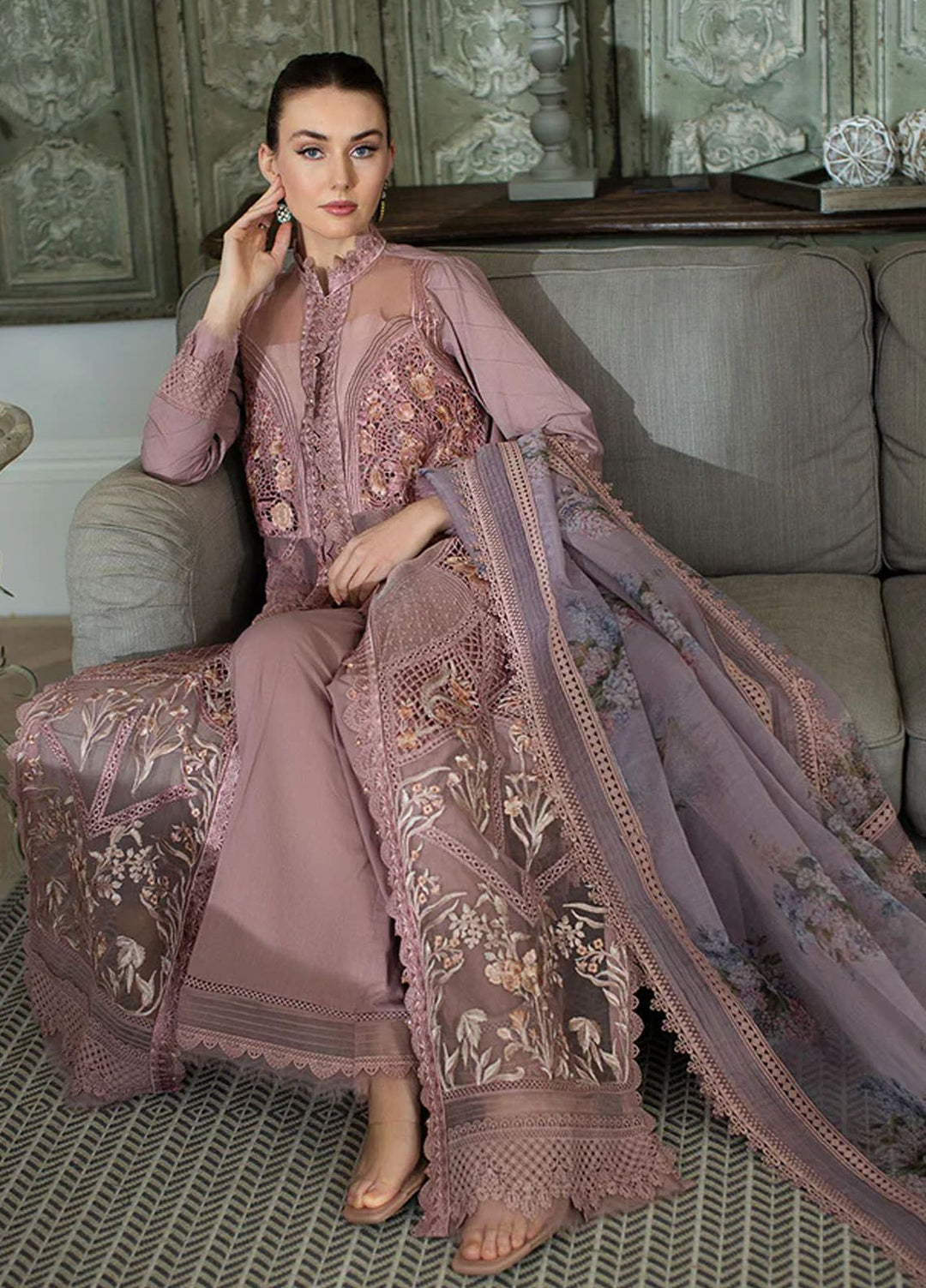 Sobia Nazir Embroidered Lawn Suits Unstitched 3 Piece SN24LL 10B - Luxury Summer Collection