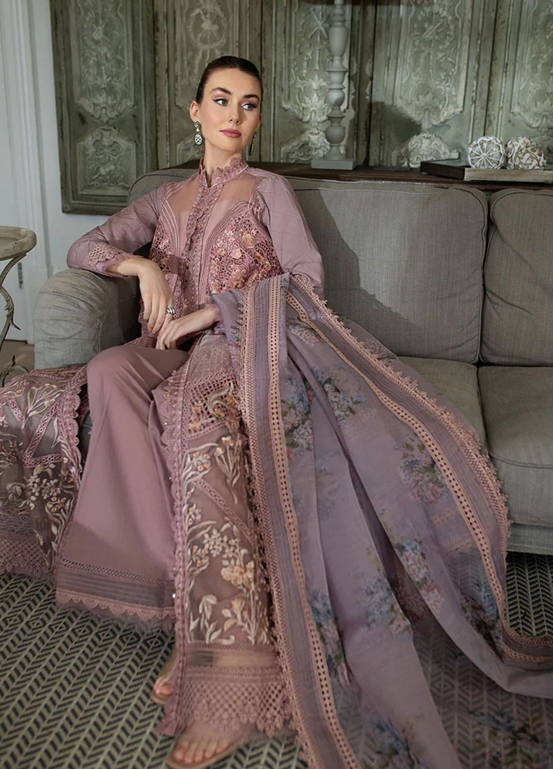 Sobia Nazir Embroidered Lawn Suits Unstitched 3 Piece SN24LL 10B - Luxury Summer Collection