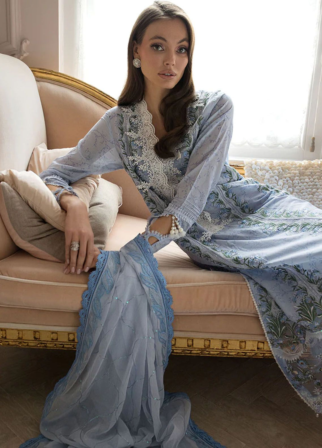 Sobia Nazir Embroidered Lawn Suits Unstitched 3 Piece SN24LL 13A - Luxury Summer Collection