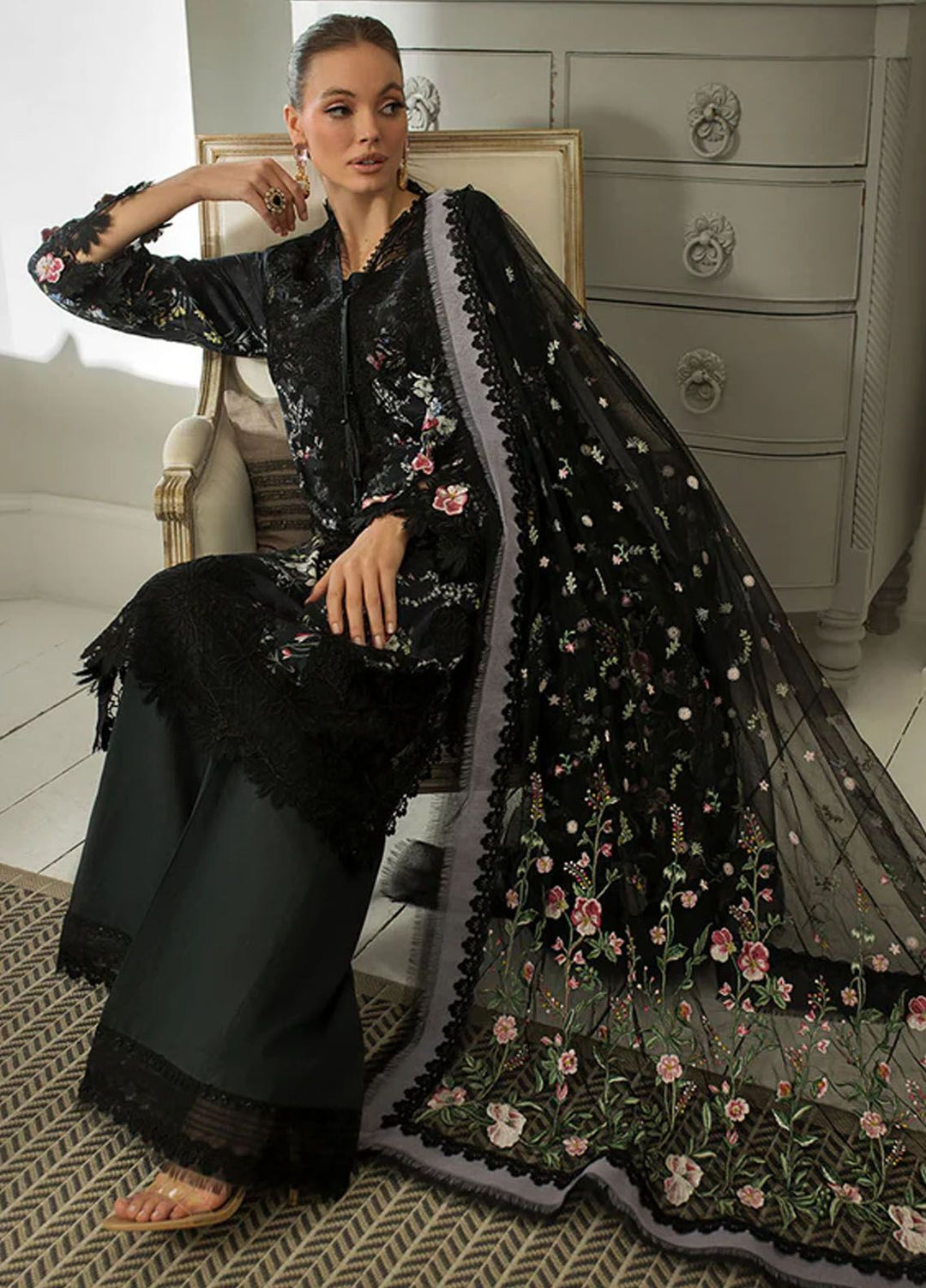 Sobia Nazir Embroidered Lawn Suits Unstitched 3 Piece SN24LL 15A - Luxury Summer Collection