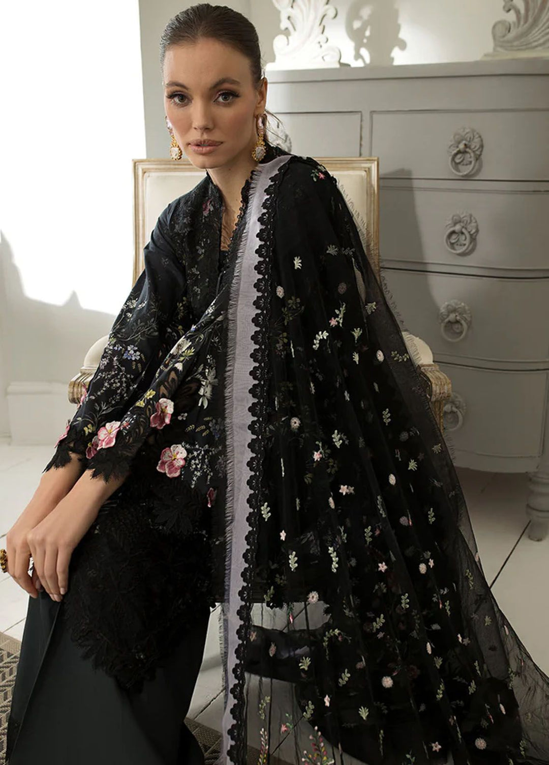 Sobia Nazir Embroidered Lawn Suits Unstitched 3 Piece SN24LL 15A - Luxury Summer Collection