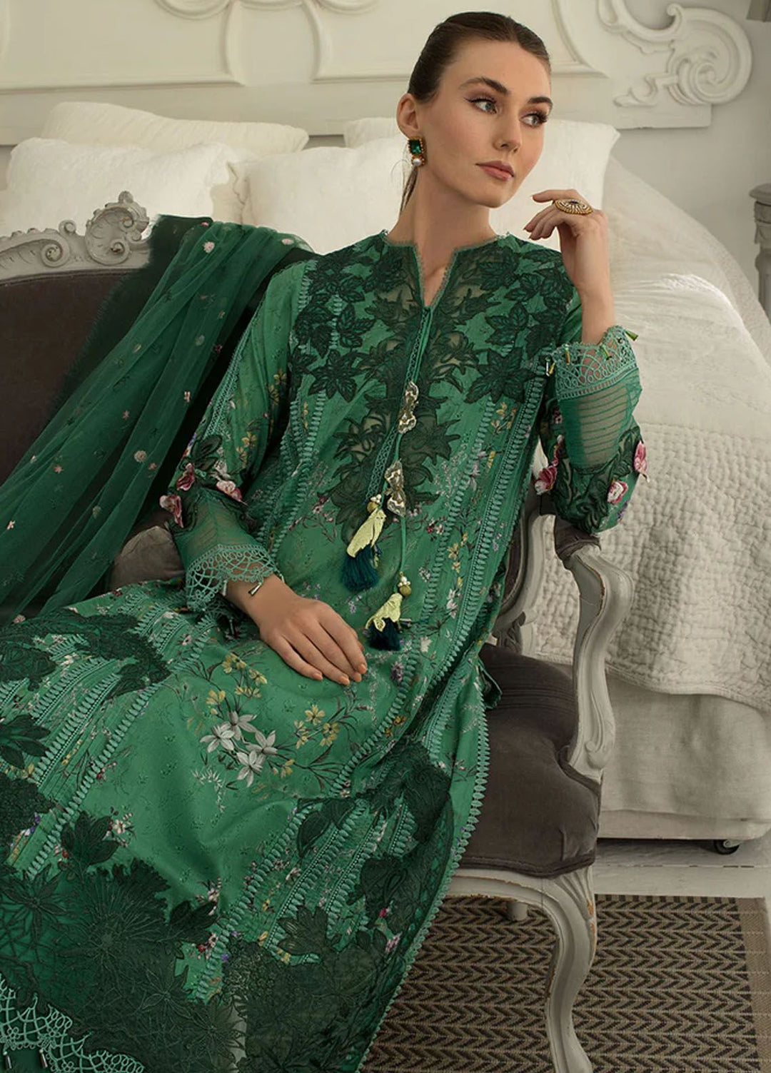 Sobia Nazir Embroidered Lawn Suits Unstitched 3 Piece SN24LL 15B - Luxury Summer Collection