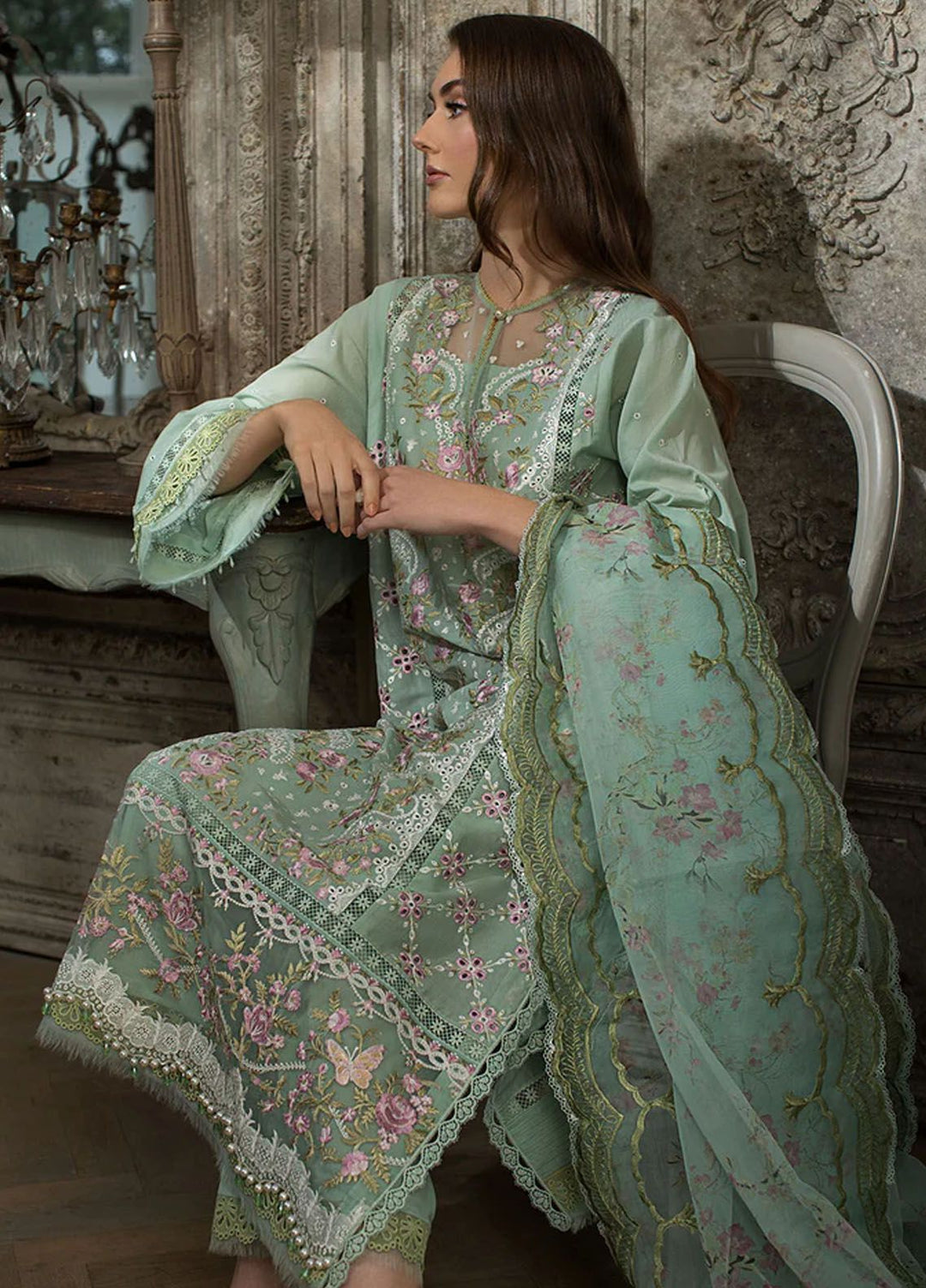 Sobia Nazir Embroidered Lawn Suits Unstitched 3 Piece SN24LL 1A - Luxury Summer Collection