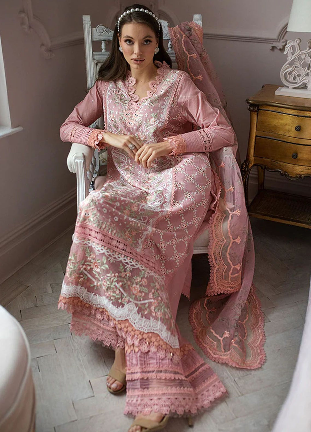 Sobia Nazir Embroidered Lawn Suits Unstitched 3 Piece SN24LL 1B - Luxury Summer Collection