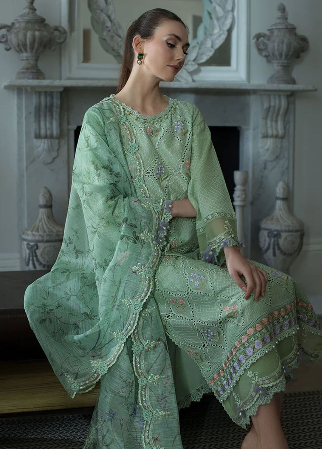 Sobia Nazir Embroidered Lawn Suits Unstitched 3 Piece SN24LL 2A - Luxury Summer Collection
