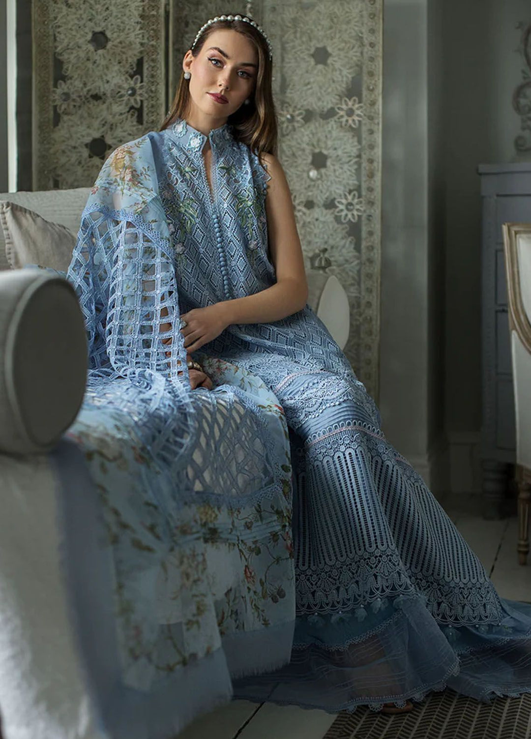 Sobia Nazir Embroidered Lawn Suits Unstitched 3 Piece SN24LL 6A - Luxury Summer Collection