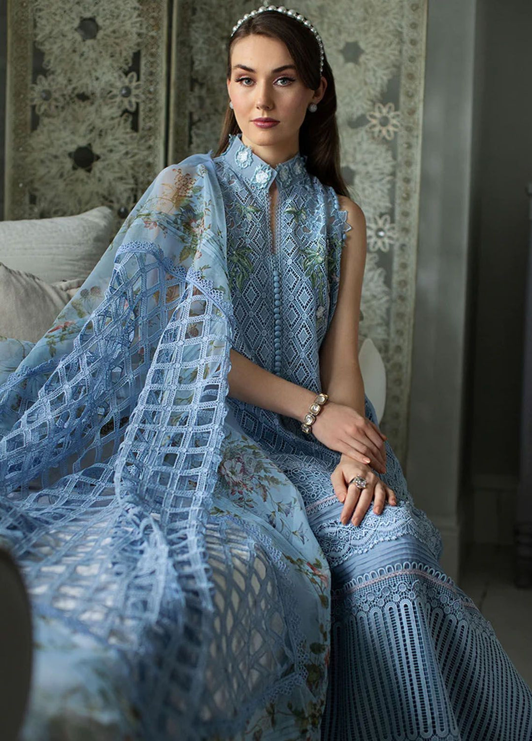 Sobia Nazir Embroidered Lawn Suits Unstitched 3 Piece SN24LL 6A - Luxury Summer Collection
