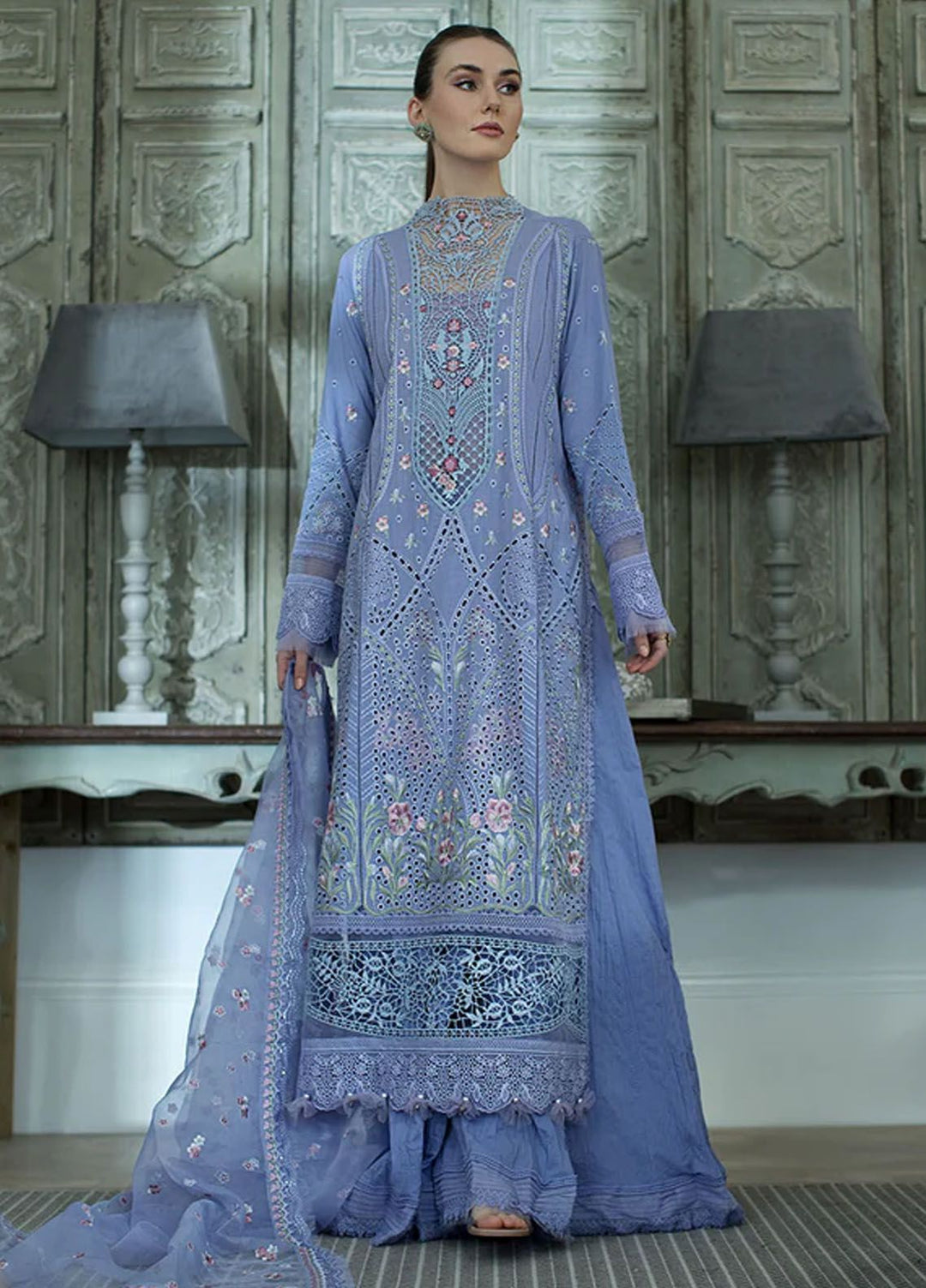 Sobia Nazir Embroidered Lawn Suits Unstitched 3 Piece SN24LL 9B - Luxury Summer Collection