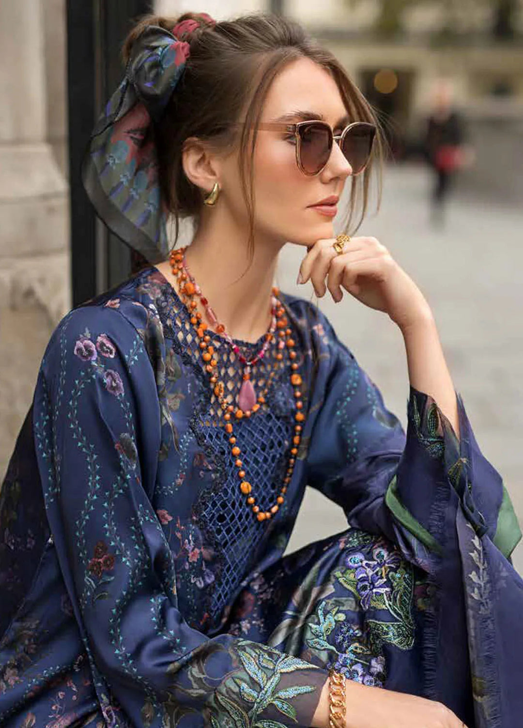 Sobia Nazir Embroidered Satin Suits Unstitched 3 Piece SN24S D-04 - Winter Collection