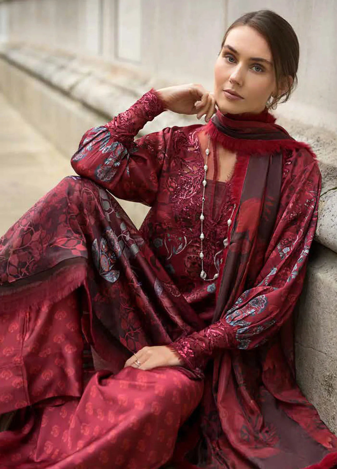 Sobia Nazir Embroidered Satin Suits Unstitched 3 Piece SN24S D-05 - Winter Collection