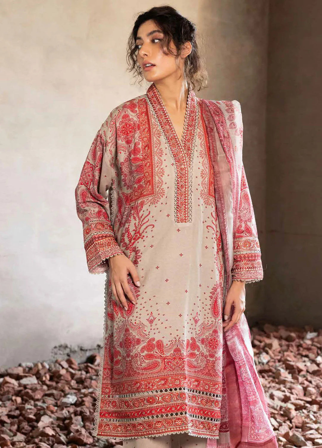Sobia Nazir Embroidered Suits Unstitched 3 Piece SN24FE D-05 A - Fall Winter Collection